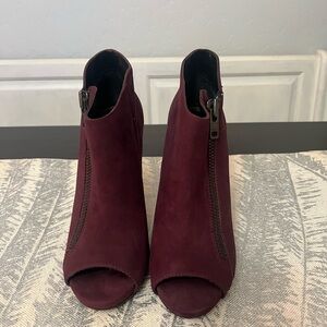 Steve Madden Burgundy Peep-Toe Ankle Boots